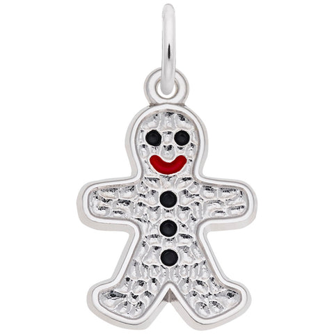 Gingerbread Man Charm In 14K White Gold
