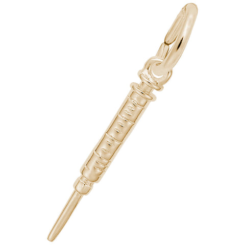 Hypodermic Needle Charm in Yellow Gold Plated
