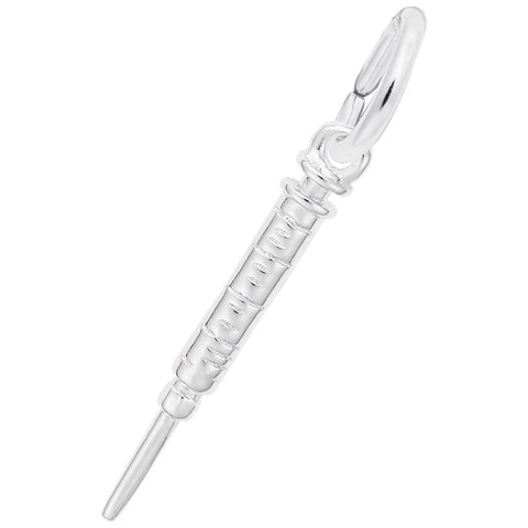 Hypodermic Needle Charm In 14K White Gold