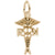 Rna Caduceus Charm in Yellow Gold Plated