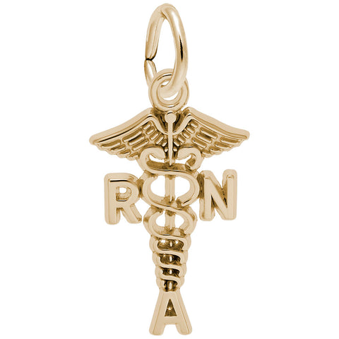 Rna Caduceus Charm In Yellow Gold