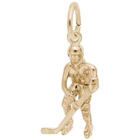 Hockey Player,Female Charm In Yellow Gold