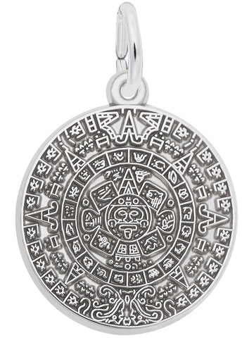 Aztec Sun Charm In Sterling Silver