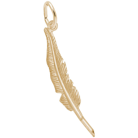 Feather Pen Charm In Yellow Gold