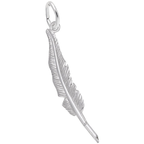 Feather Pen Charm In 14K White Gold