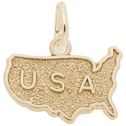 Usa Map Charm in Yellow Gold Plated
