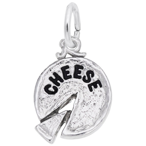 Cheese Charm In 14K White Gold