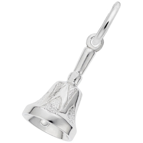 Hand Bell Charm In 14K White Gold