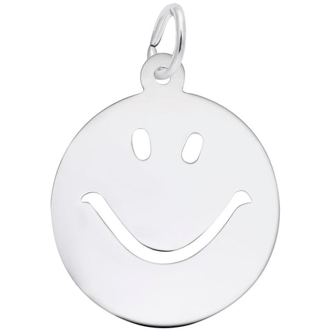 Happy Face Charm In 14K White Gold
