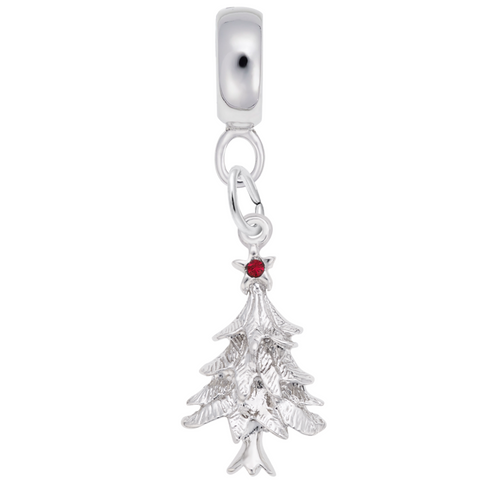 Christmas Tree Charm Dangle Bead In Sterling Silver