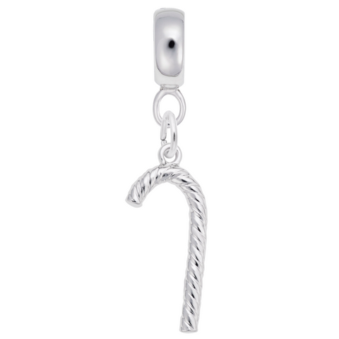Candy Cane Charm Dangle Bead In Sterling Silver