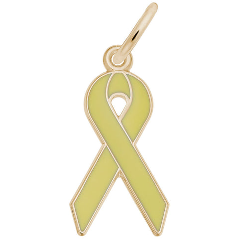 Yellow Ribbon Charm in Yellow Gold Plated
