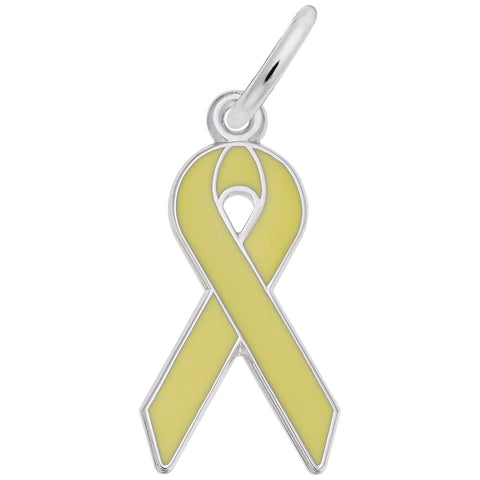 Yellow Ribbon Charm In Sterling Silver