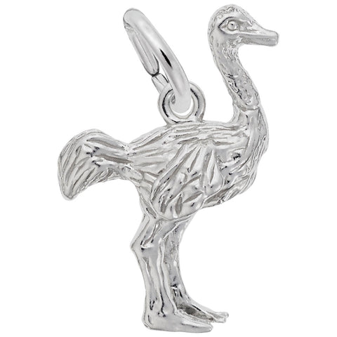 Ostrich Charm In Sterling Silver