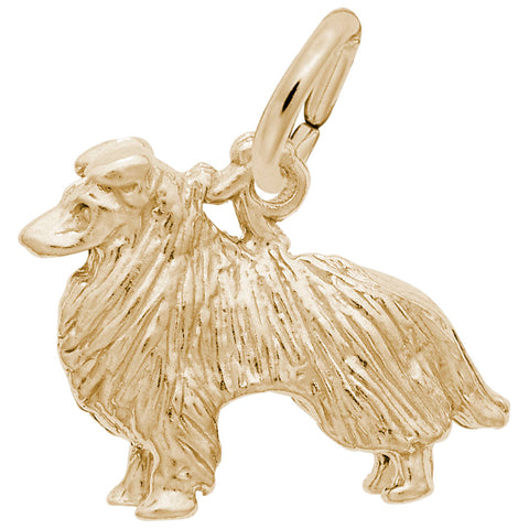 Collie Dog Charm In Yellow Gold