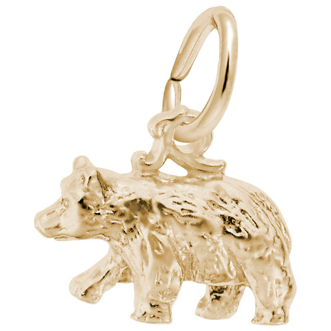 Black Bear Small Charm In Yellow Gold
