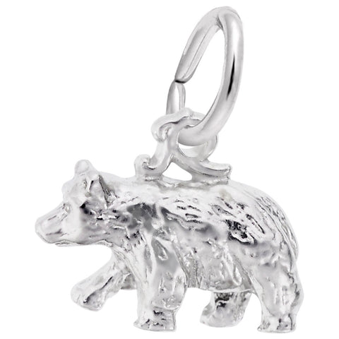 Black Bear Small Charm In Sterling Silver
