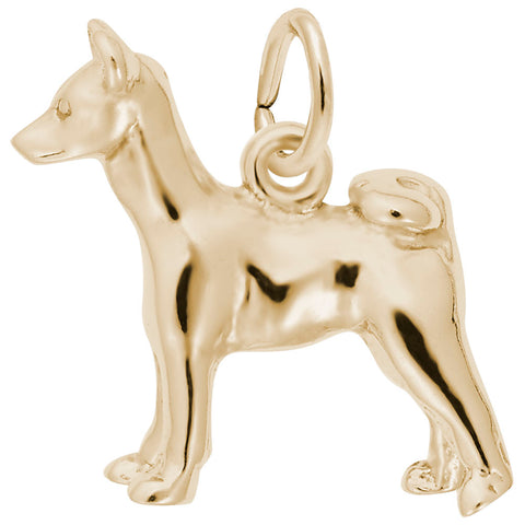 Basenji Dog Charm in Yellow Gold Plated
