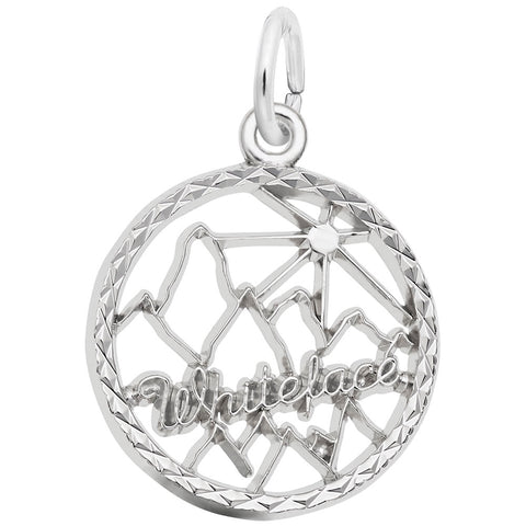 Whiteface Mountain Charm In 14K White Gold