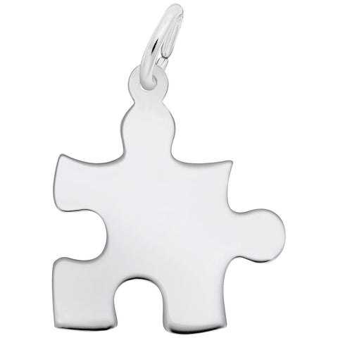 Puzzle Piece Charm In 14K White Gold