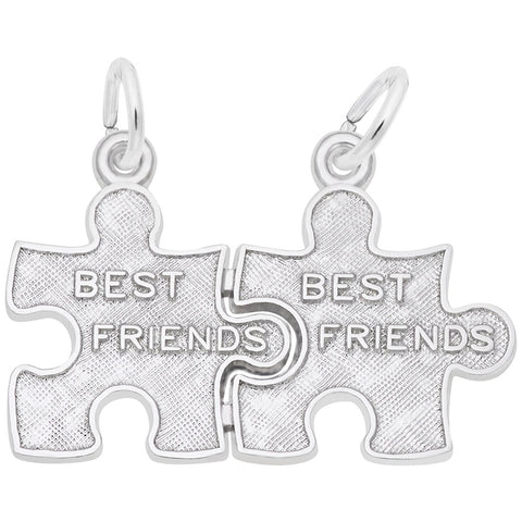 Best Friend Puzzle Charm In 14K White Gold
