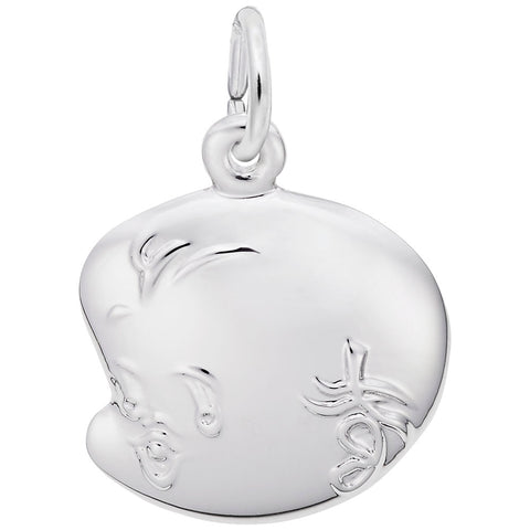 Babys Face Charm In Sterling Silver