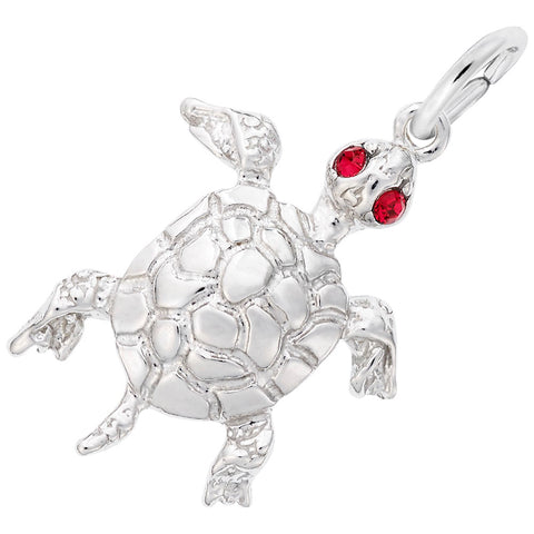 Turtle Charm In 14K White Gold
