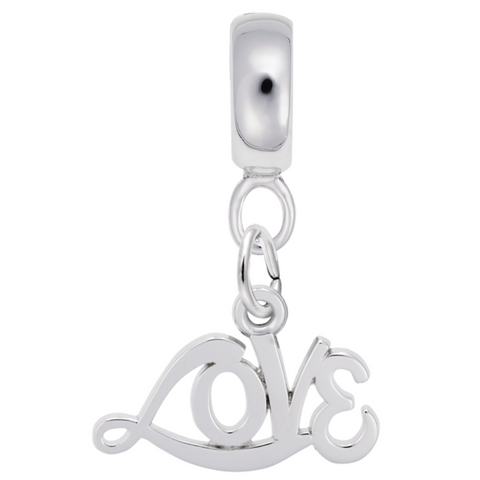 Love Charm Dangle Bead In Sterling Silver
