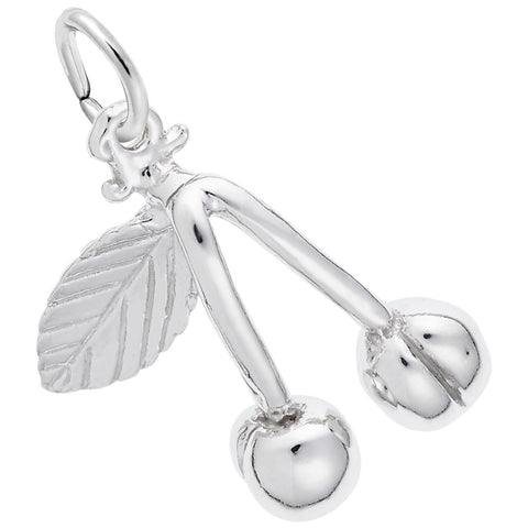 Cherries Charm In Sterling Silver