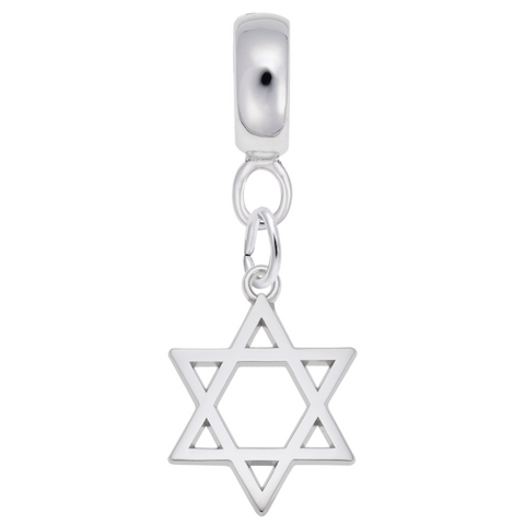 Star Of David Charm Dangle Bead In Sterling Silver