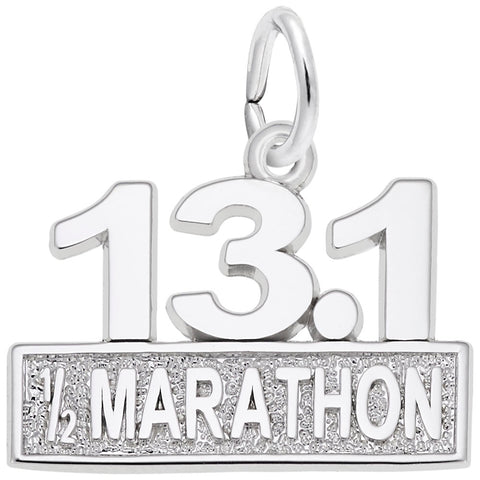 Half Marathon Charm In 14K White Gold