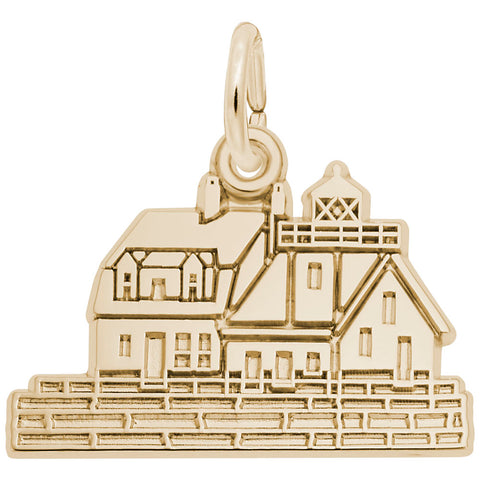 Rockland Me. Lighthouse Charm In Yellow Gold