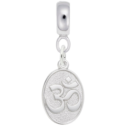 Yoga Symbol Charm Dangle Bead In Sterling Silver