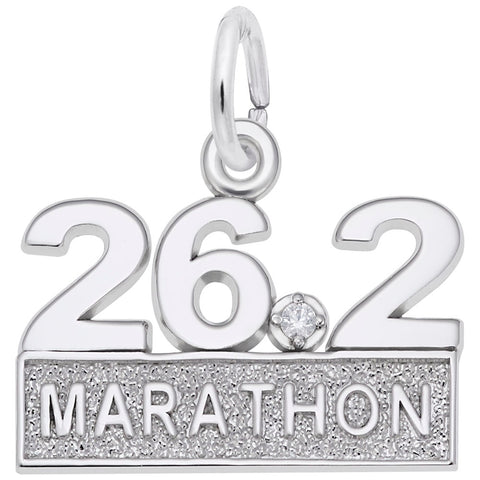 Marathon 26.2 With White Spinel Charm In 14K White Gold