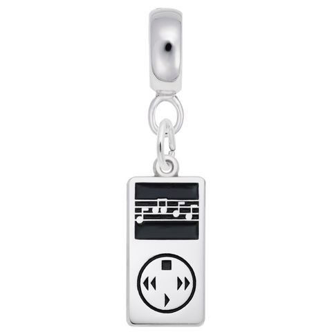 Personal Listening Device Charm Dangle Bead In Sterling Silver