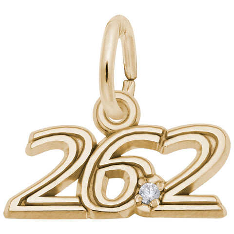 Marathon 26.2 With White Spinel Charm in Yellow Gold Plated