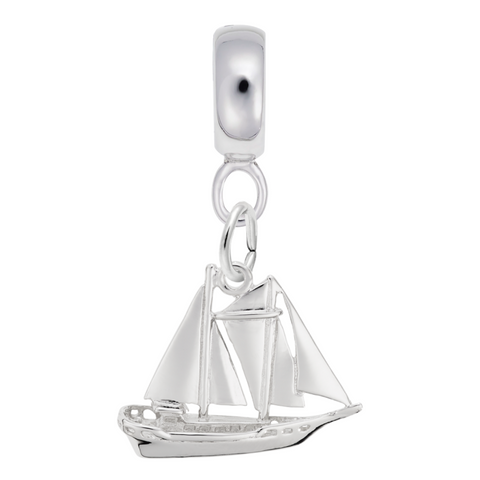 Sailboat Charm Dangle Bead In Sterling Silver