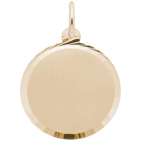 Round Disc Dia Cut Charm In Yellow Gold