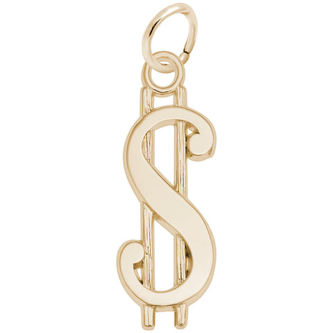 Dollar Sign Charm in Yellow Gold Plated