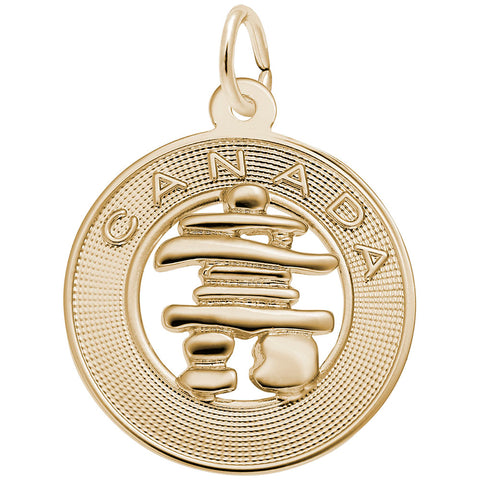 Canada Inukshuk Charm in Yellow Gold Plated