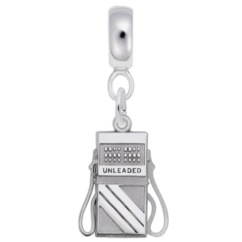 Gas Pump Charm Dangle Bead In Sterling Silver