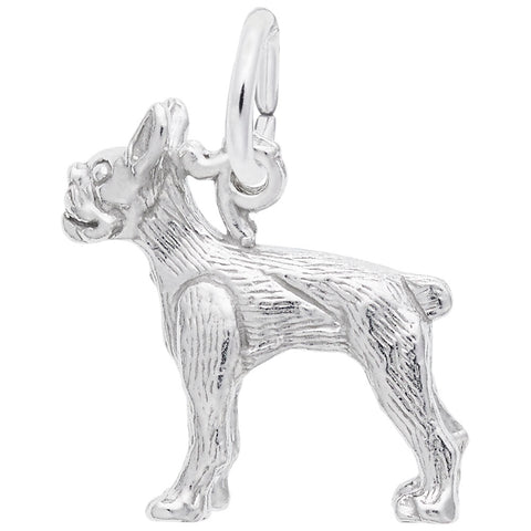 Boston Terrier Charm In 14K White Gold