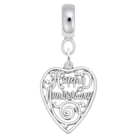 Anniversary Charm Dangle Bead In Sterling Silver