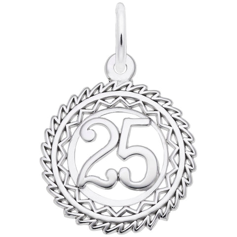Number 25 In 14K White Gold