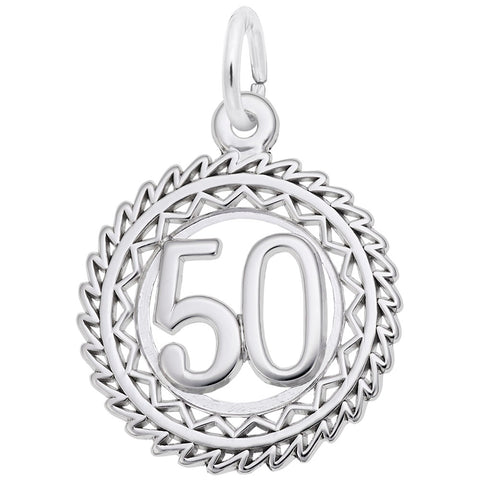 Number 50 In 14K White Gold