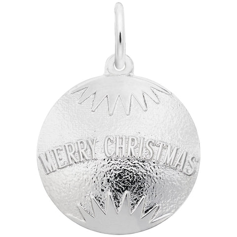 Christmas Ornament Charm In 14K White Gold
