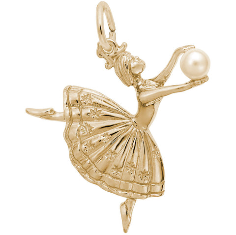 Dancer W/Pearl Charm in Yellow Gold Plated