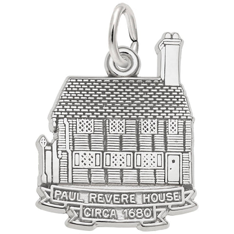 Paul Revere House Charm In Sterling Silver
