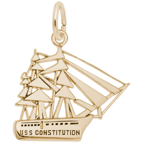 Uss Constitution Charm In Yellow Gold