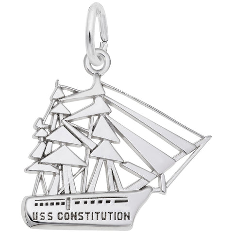 Uss Constitution Charm In 14K White Gold